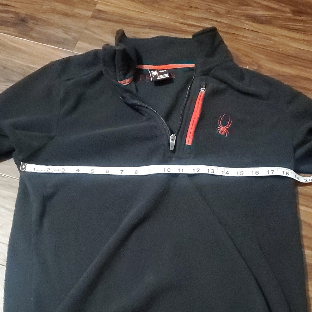 Spyder Black Fleece Quarter-Zip with Chest Pocket and Red Trim and Logo - Picture 5 of 10